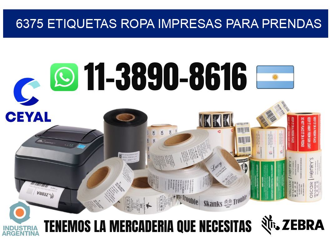 6375 Etiquetas ropa impresas para prendas
