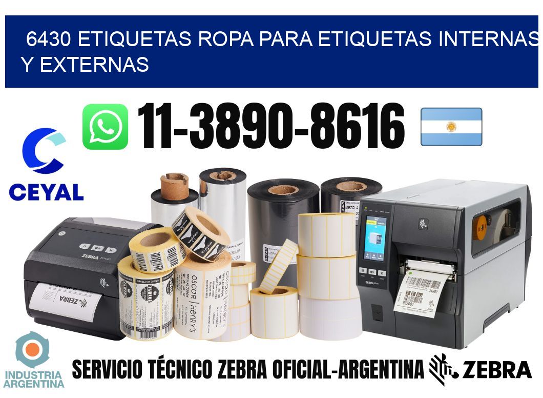 6430 Etiquetas ropa para etiquetas internas y externas