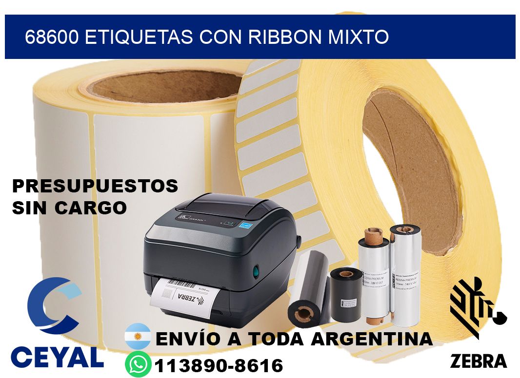 68600 etiquetas con ribbon mixto