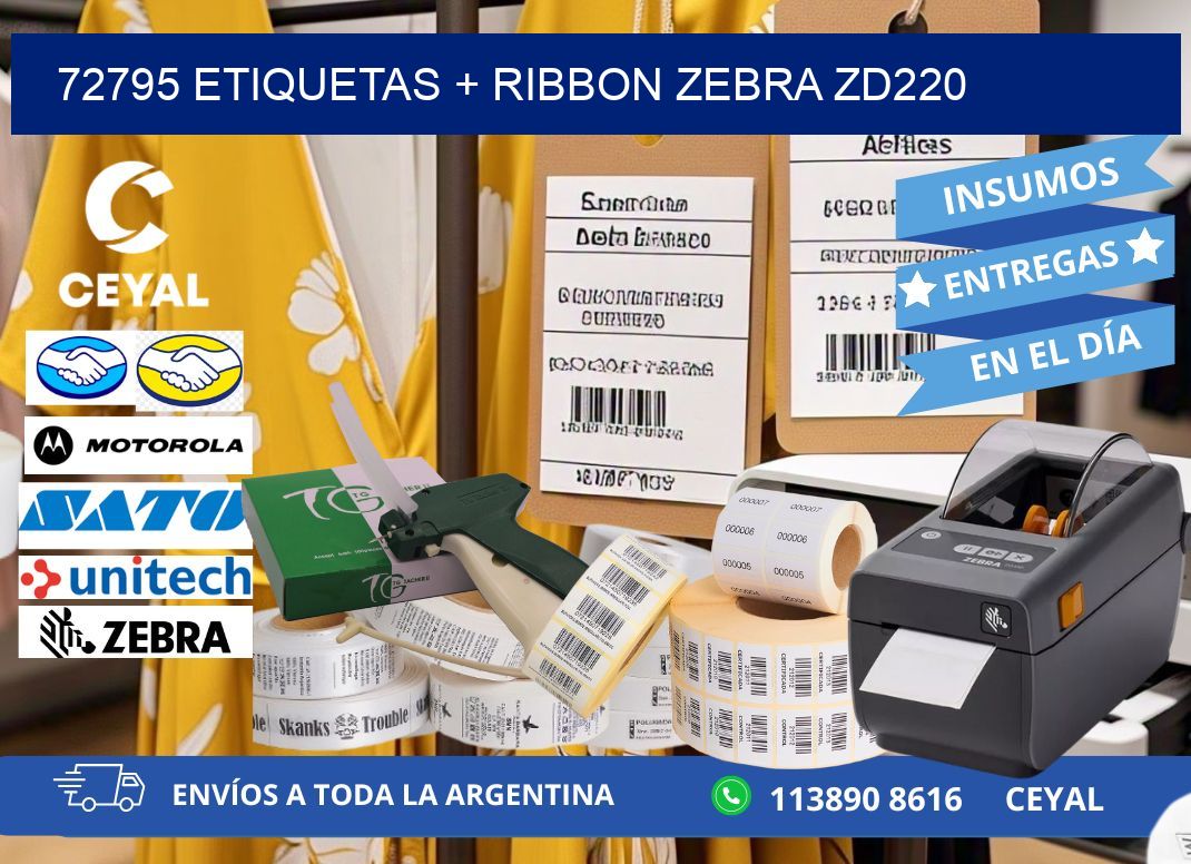 72795 etiquetas + ribbon zebra zd220