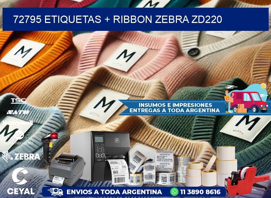 72795 etiquetas + ribbon zebra zd220