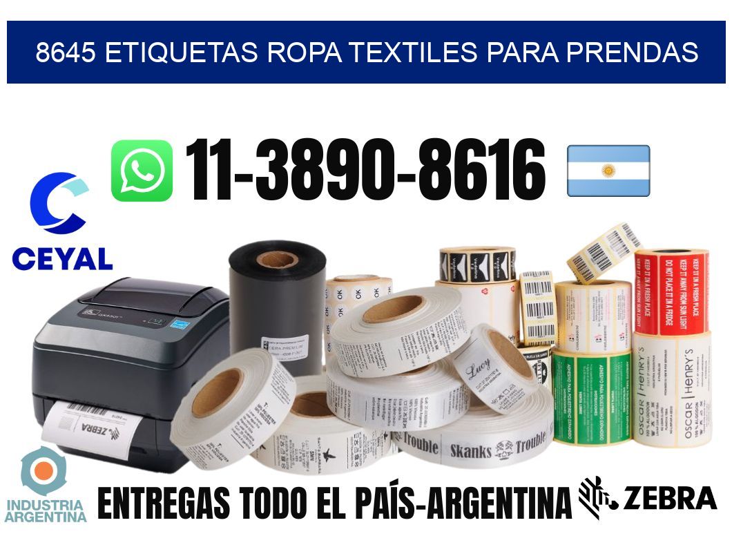 8645 Etiquetas ropa textiles para prendas