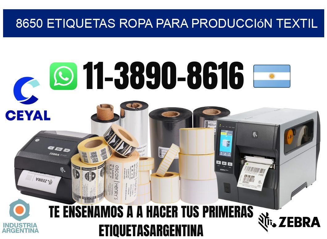 8650 Etiquetas ropa para producción textil
