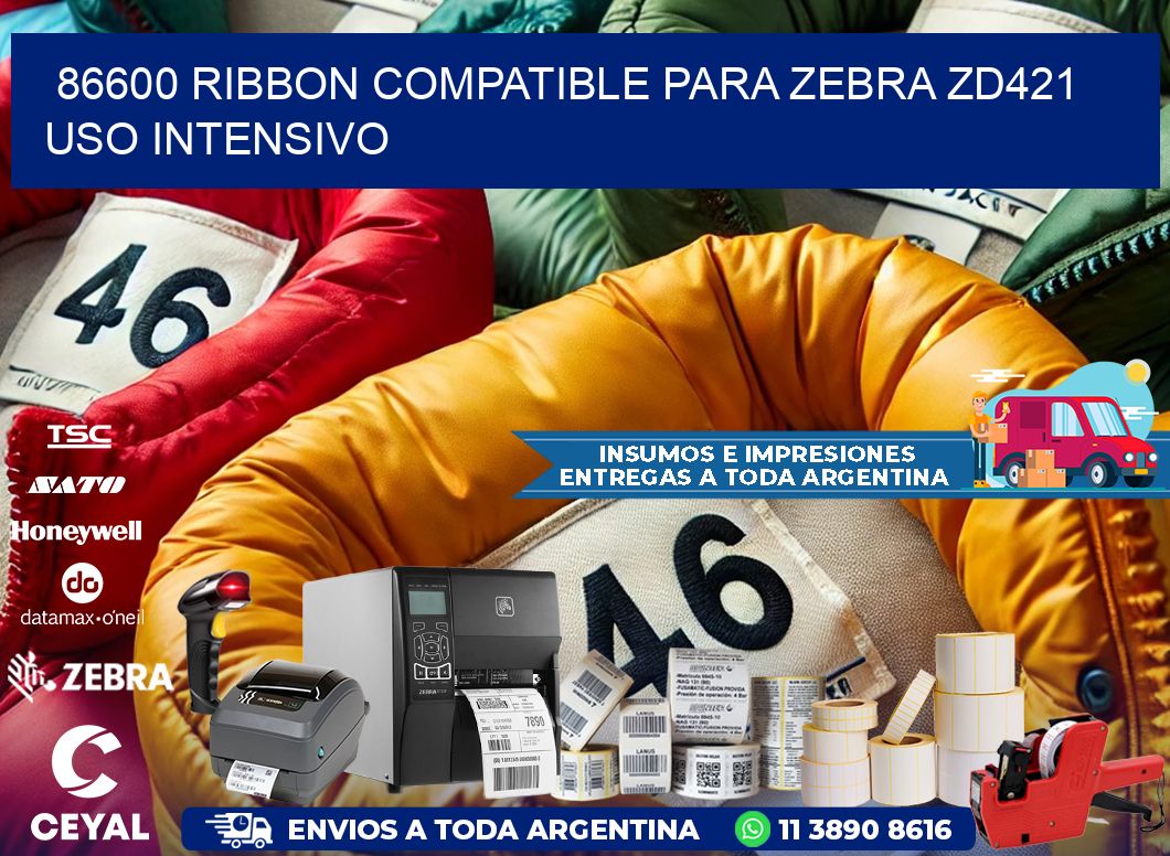 86600 ribbon compatible para zebra zd421 uso intensivo