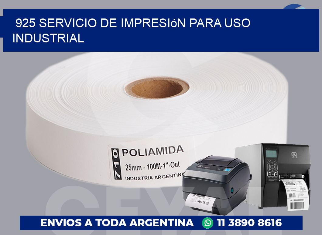 925 Servicio de impresión para uso industrial