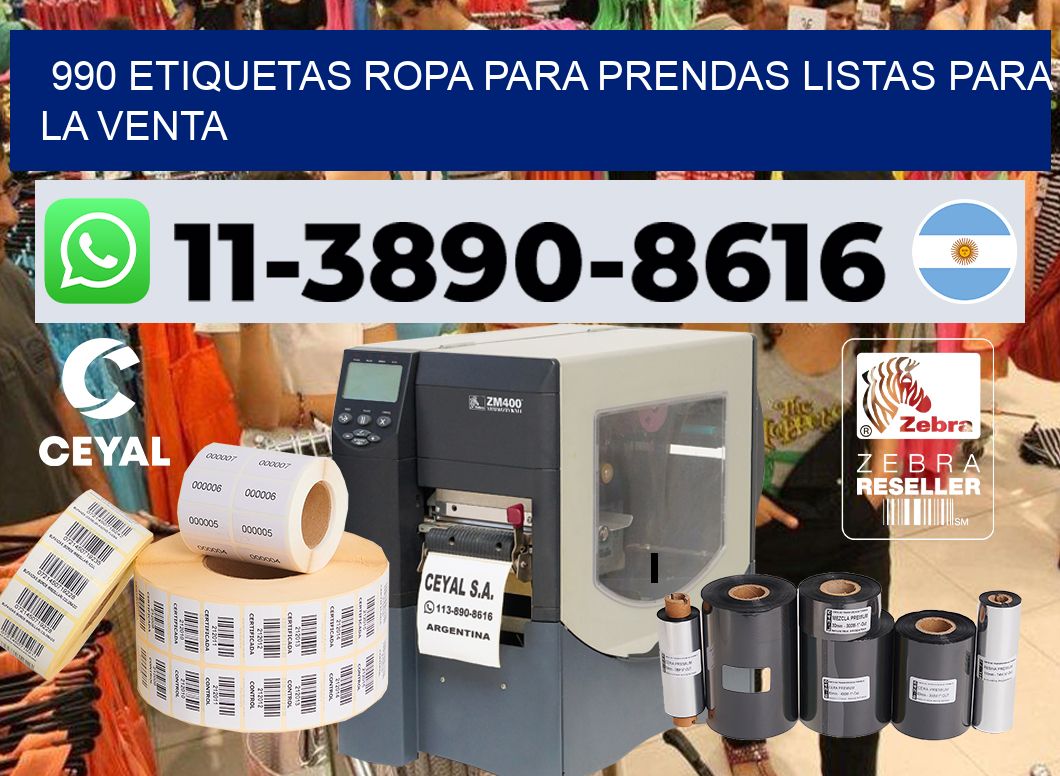 990 Etiquetas ropa para prendas listas para la venta