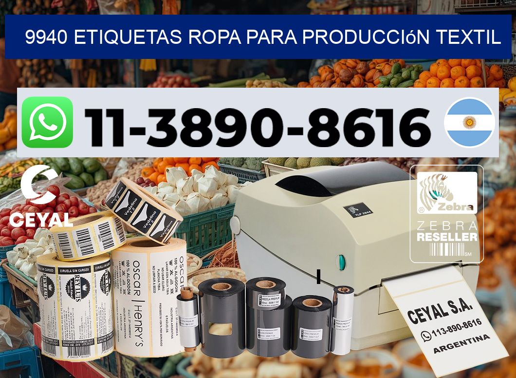 9940 Etiquetas ropa para producción textil