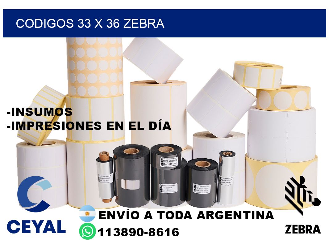 codigos 33 x 36 zebra