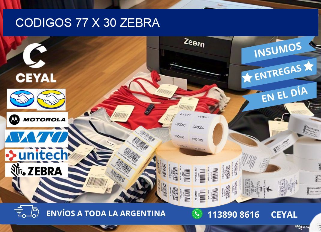 codigos 77 x 30 zebra