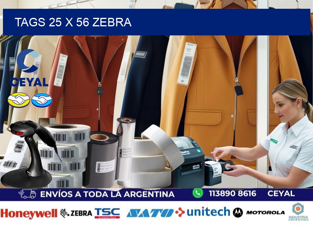 tags 25 x 56 zebra