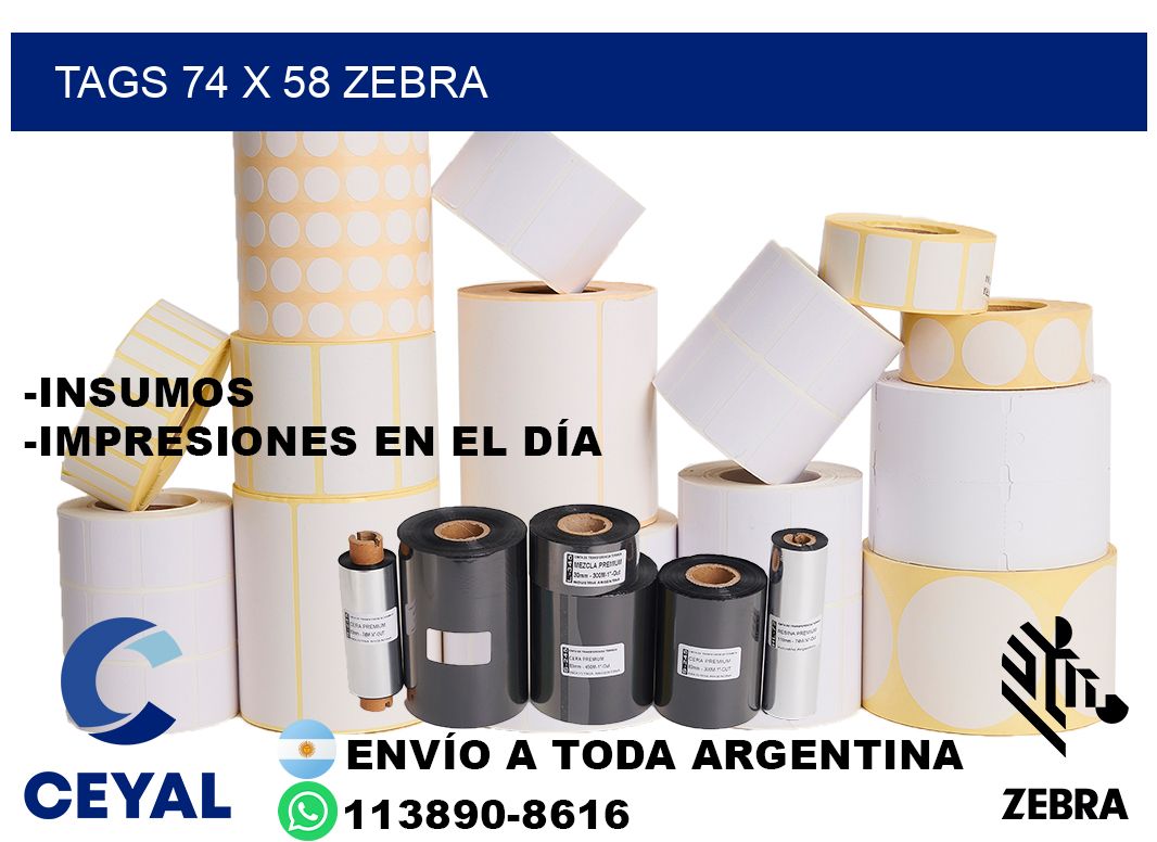 tags 74 x 58 zebra