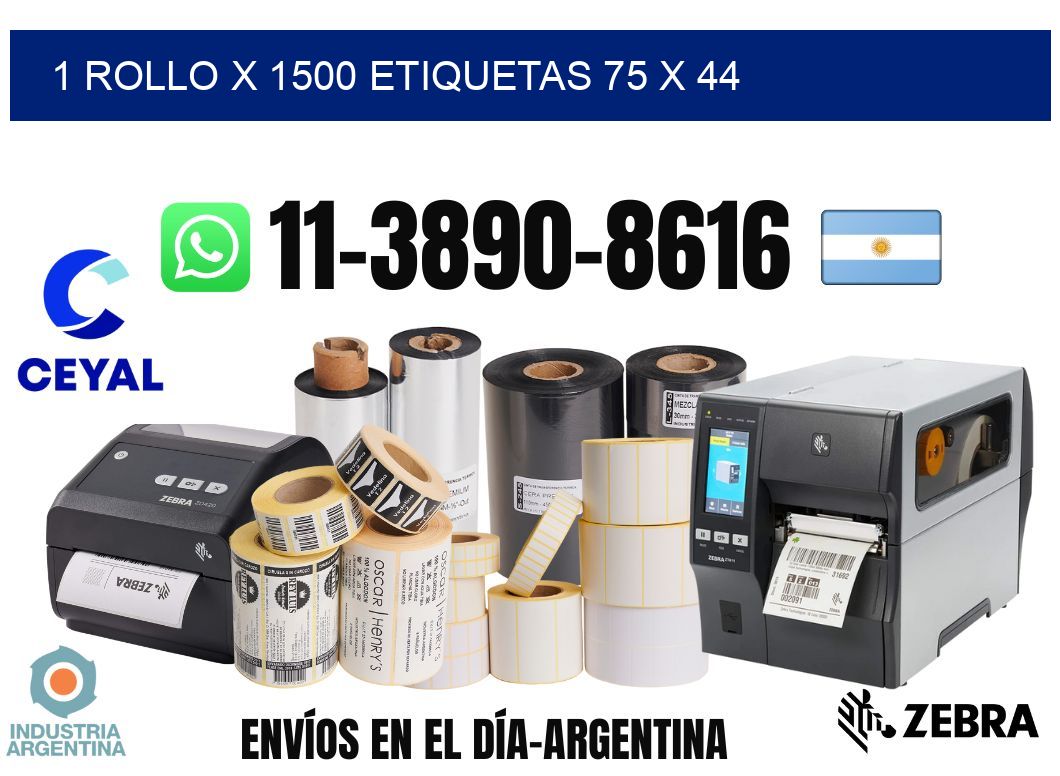 1 rollo x 1500 etiquetas 75 x 44
