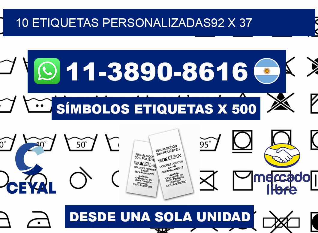 10 ETIQUETAS PERSONALIZADAS92 x 37