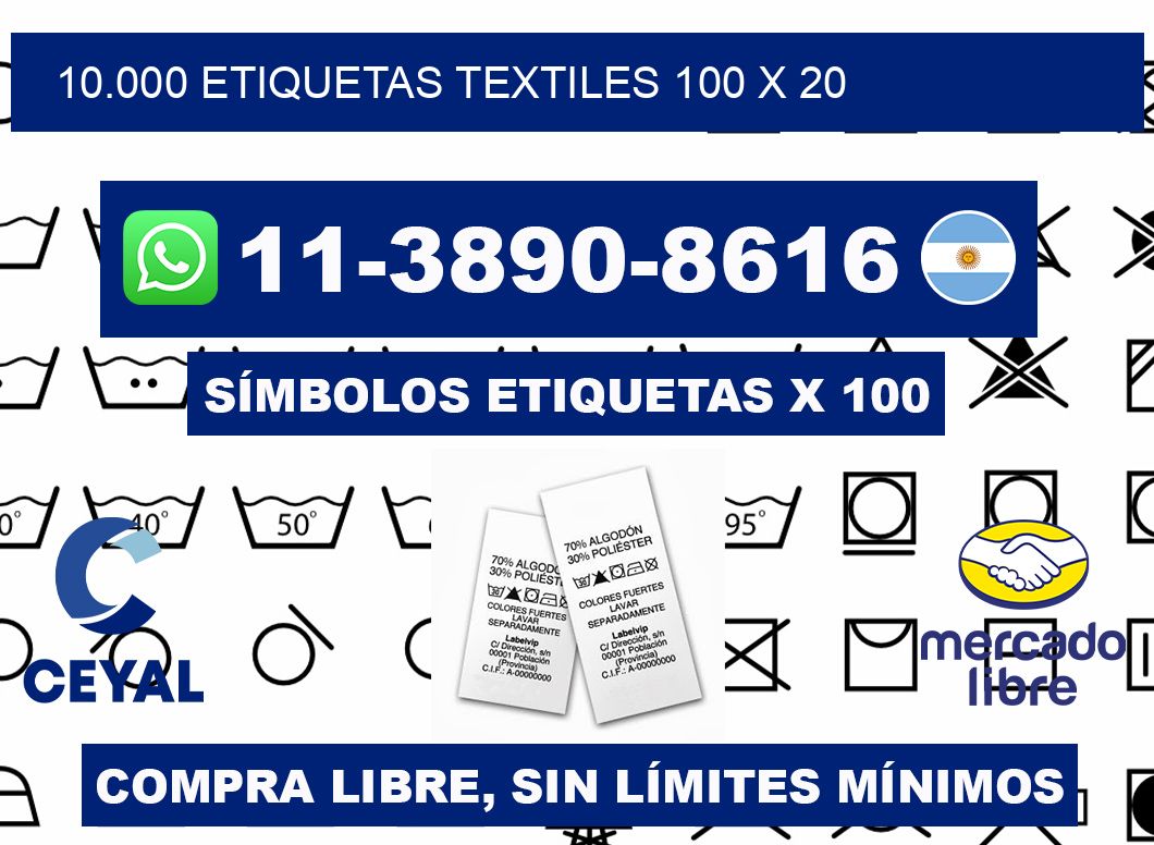 10.000 ETIQUETAS TEXTILES 100 x 20