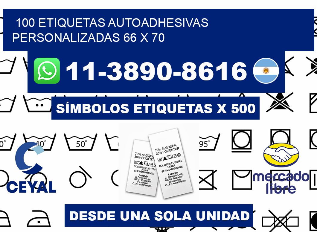100 Etiquetas autoadhesivas personalizadas 66 x 70