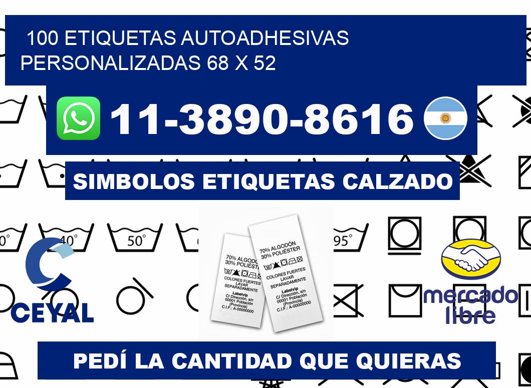 100 Etiquetas autoadhesivas personalizadas 68 x 52