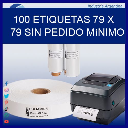 100 etiquetas 79 x 79 Sin pedido mínimo