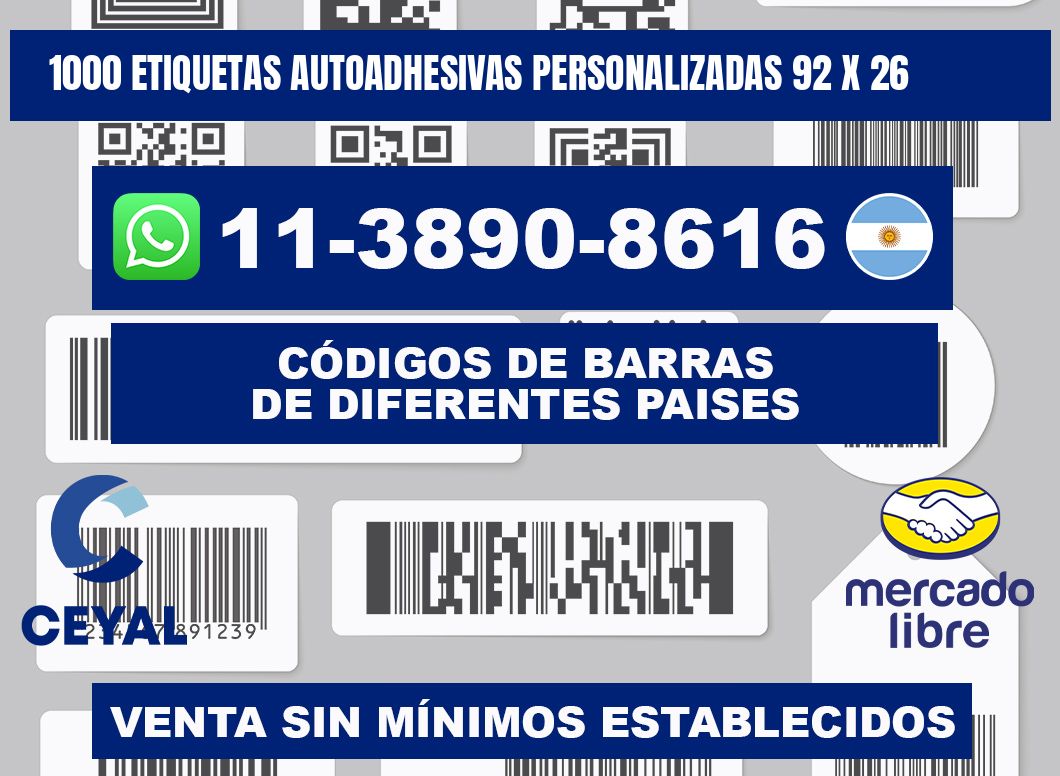 1000 Etiquetas autoadhesivas personalizadas 92 x 26