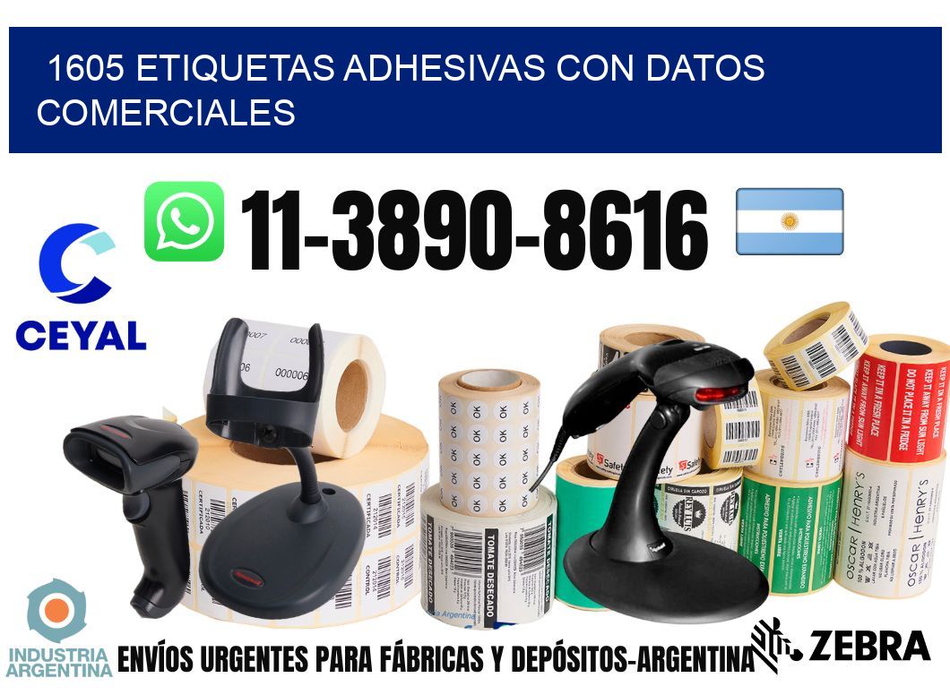 1605 Etiquetas adhesivas con datos comerciales
