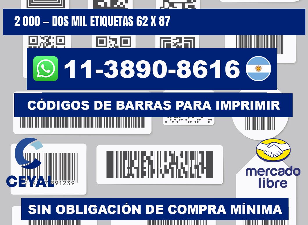 2 000 — dos mil etiquetas 62 x 87