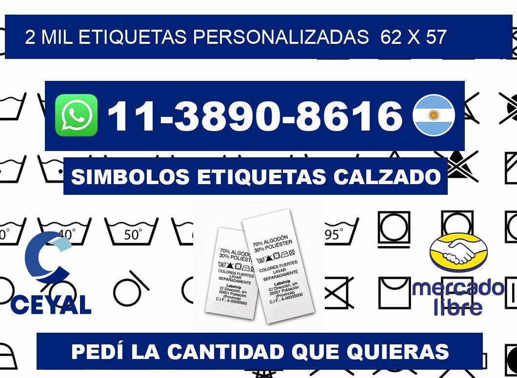 2 mil etiquetas personalizadas  62 x 57