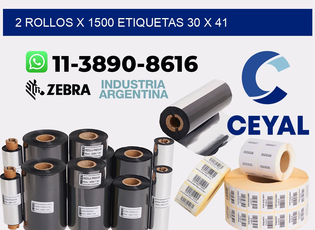 2 rollos x 1500 etiquetas 30 x 41