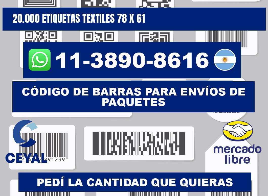 20.000 ETIQUETAS TEXTILES 78 x 61