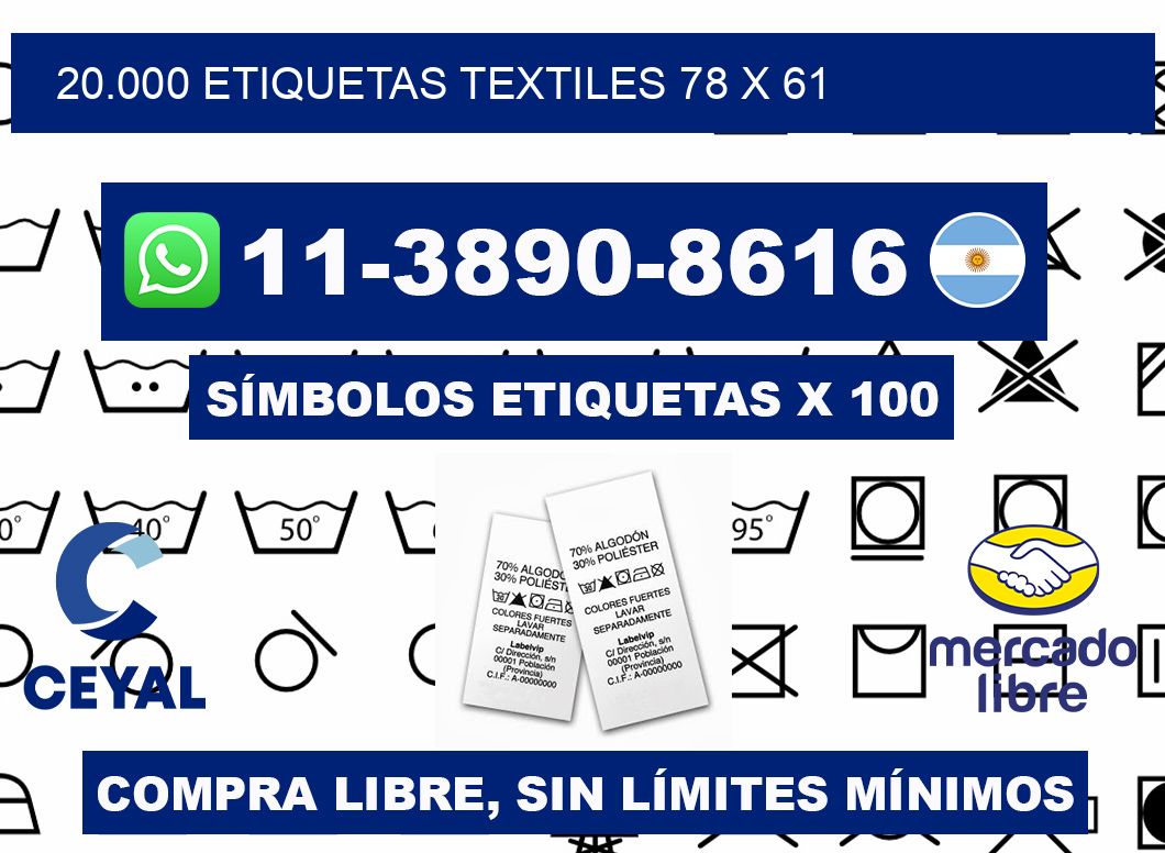 20.000 ETIQUETAS TEXTILES 78 x 61