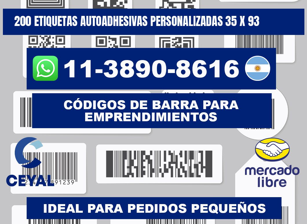 200 Etiquetas autoadhesivas personalizadas 35 x 93
