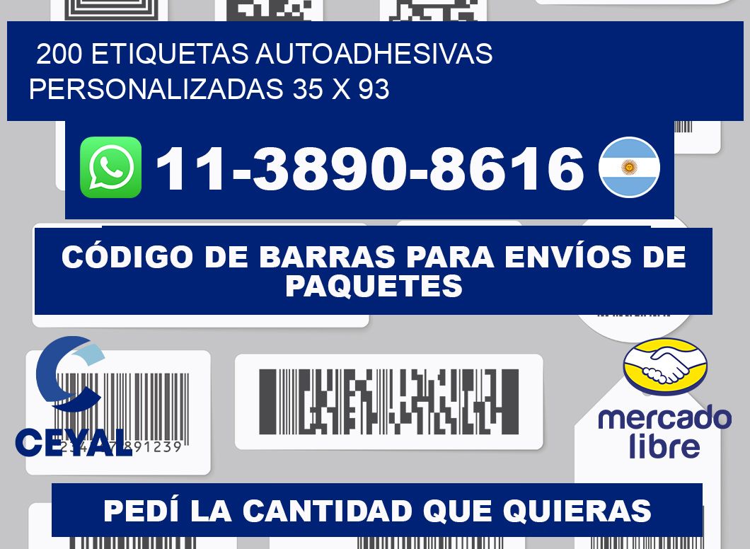 200 Etiquetas autoadhesivas personalizadas 35 x 93