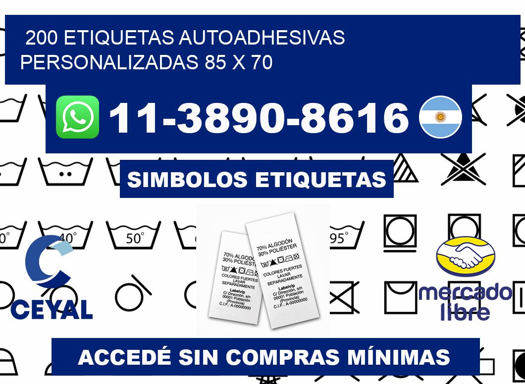 200 Etiquetas autoadhesivas personalizadas 85 x 70