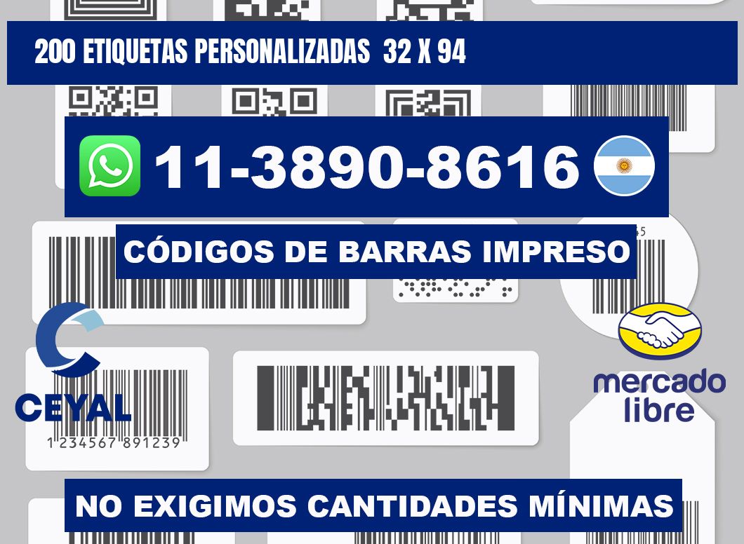 200 etiquetas personalizadas  32 x 94