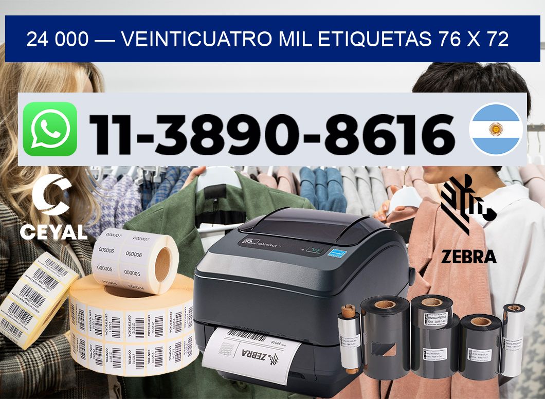 24 000 — veinticuatro mil etiquetas 76 x 72