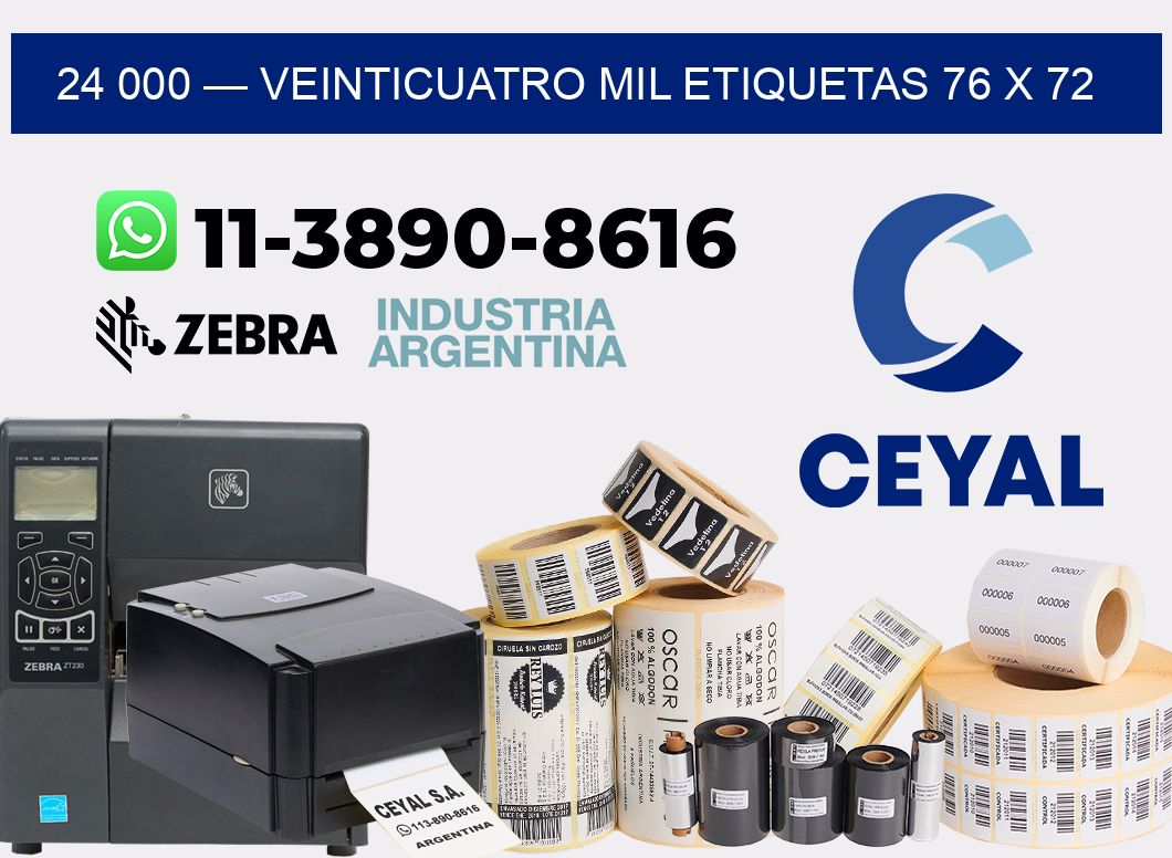 24 000 — veinticuatro mil etiquetas 76 x 72