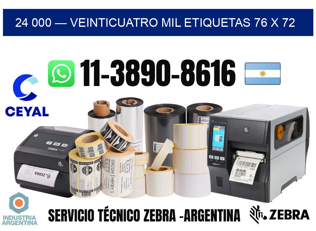 24 000 — veinticuatro mil etiquetas 76 x 72