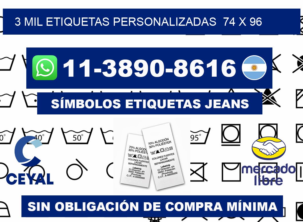 3 mil etiquetas personalizadas  74 x 96