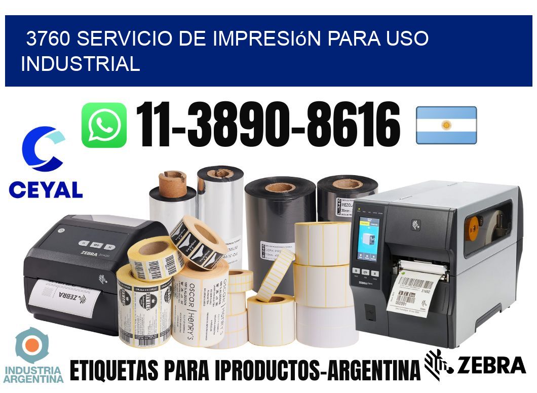 3760 Servicio de impresión para uso industrial