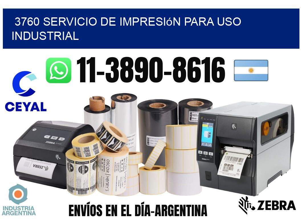 3760 Servicio de impresión para uso industrial
