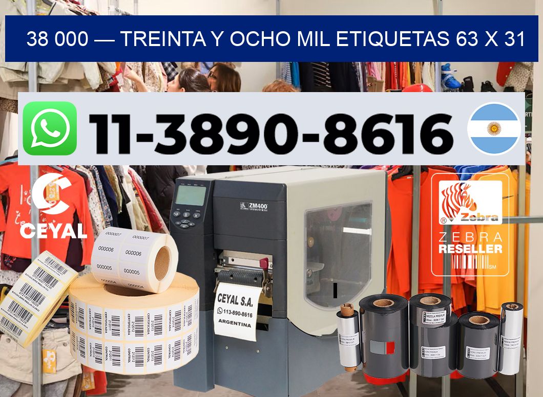 38 000 — treinta y ocho mil etiquetas 63 x 31