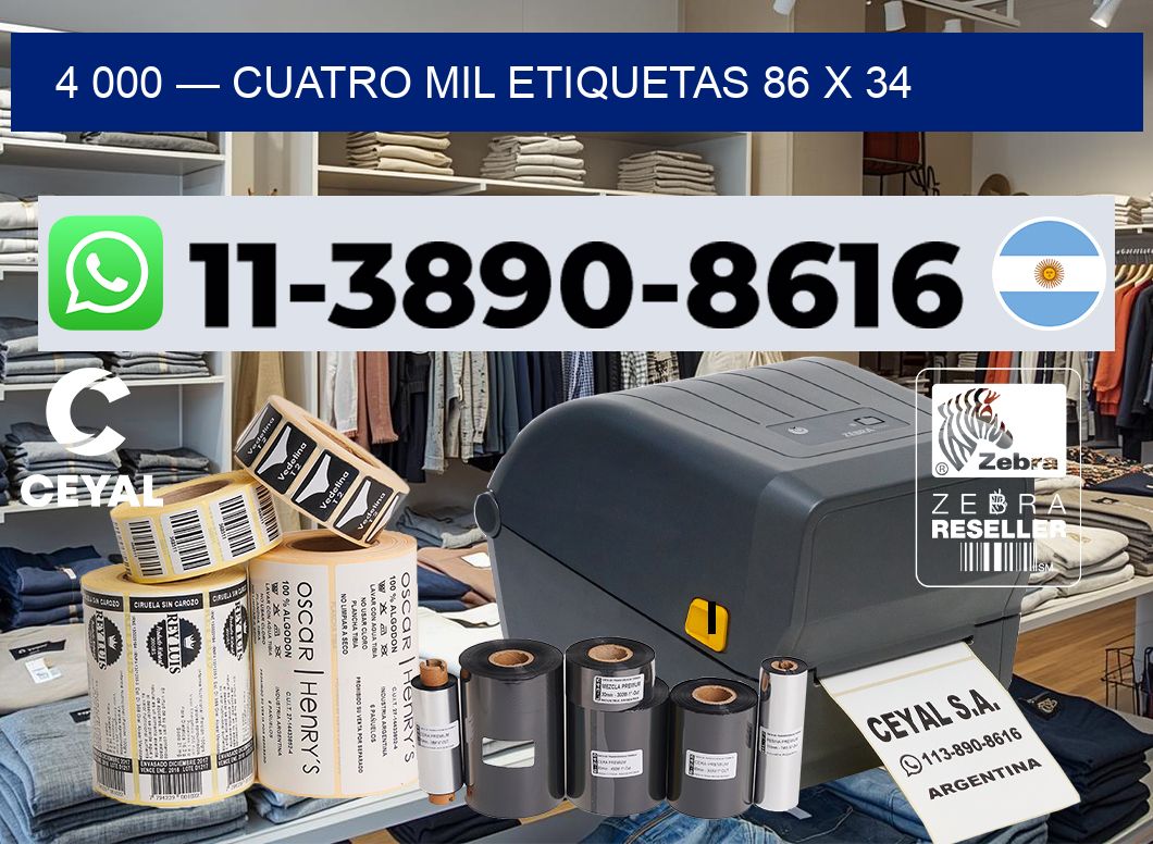 4 000 — cuatro mil etiquetas 86 x 34