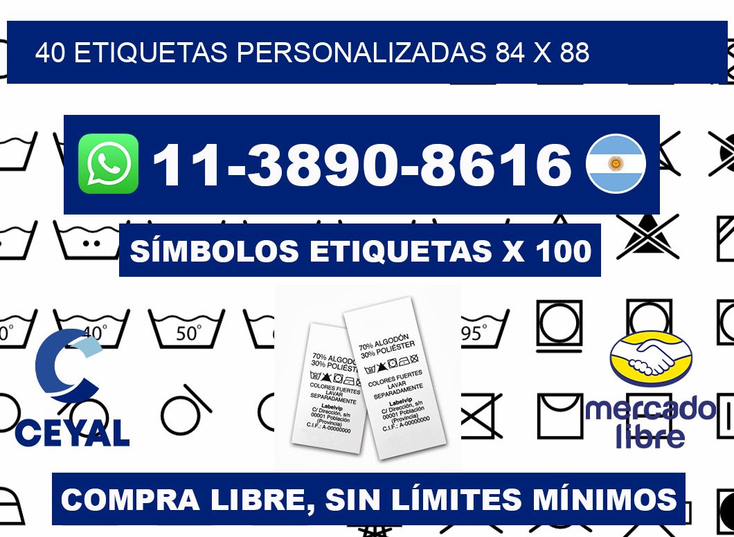 40 ETIQUETAS PERSONALIZADAS 84 x 88