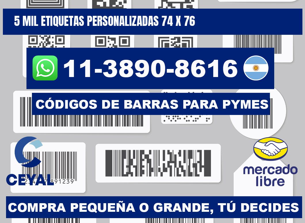 5 mil etiquetas personalizadas 74 x 76