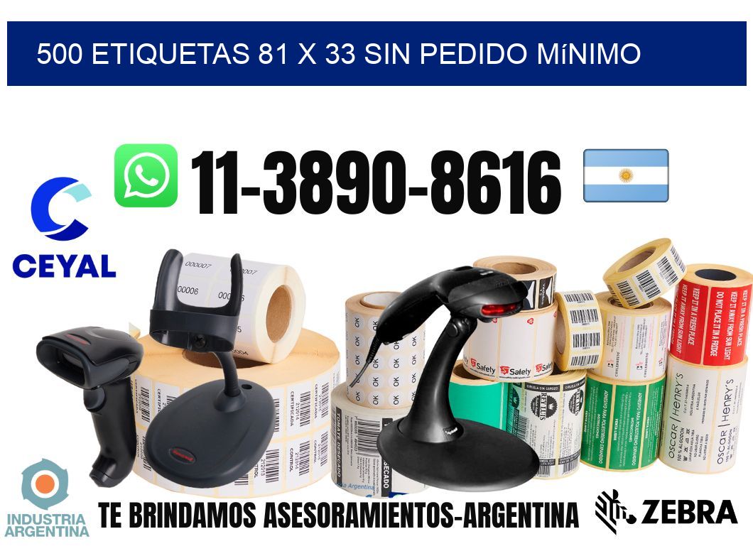 500 etiquetas 81 x 33 Sin pedido mínimo