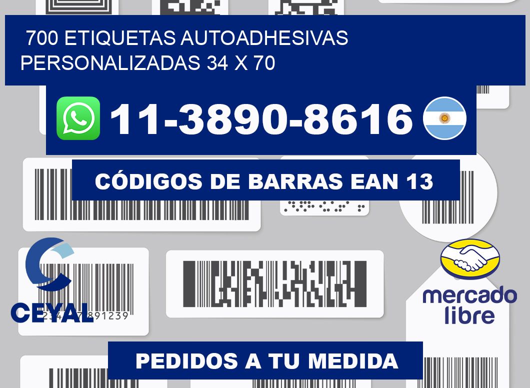 700 Etiquetas autoadhesivas personalizadas 34 x 70