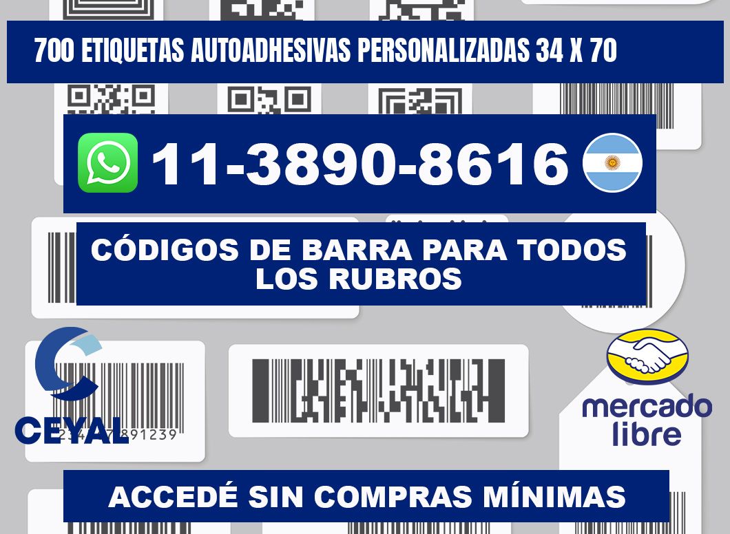 700 Etiquetas autoadhesivas personalizadas 34 x 70