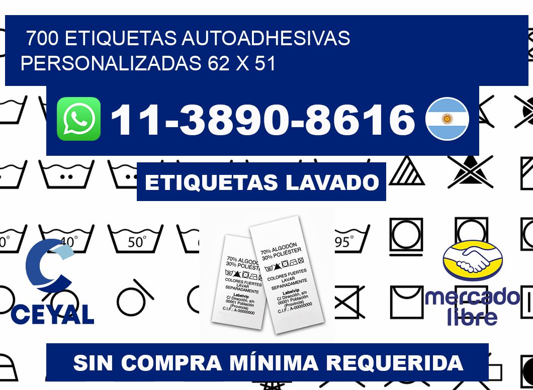 700 Etiquetas autoadhesivas personalizadas 62 x 51