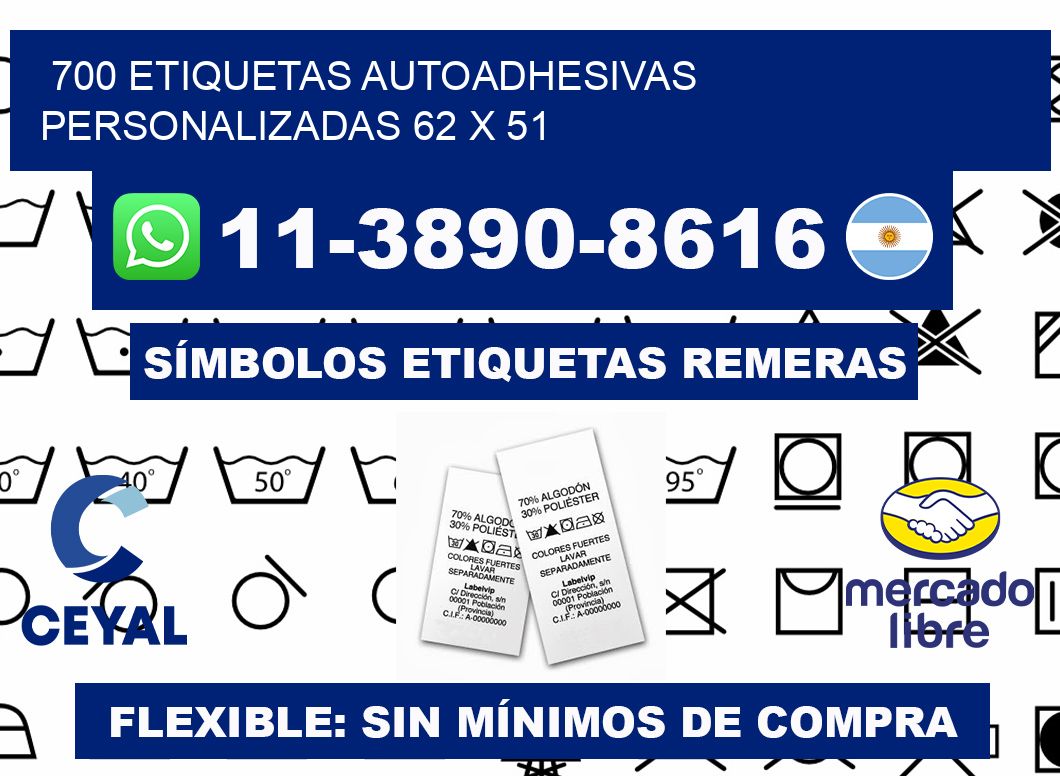 700 Etiquetas autoadhesivas personalizadas 62 x 51