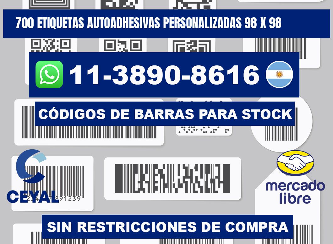 700 Etiquetas autoadhesivas personalizadas 98 x 98
