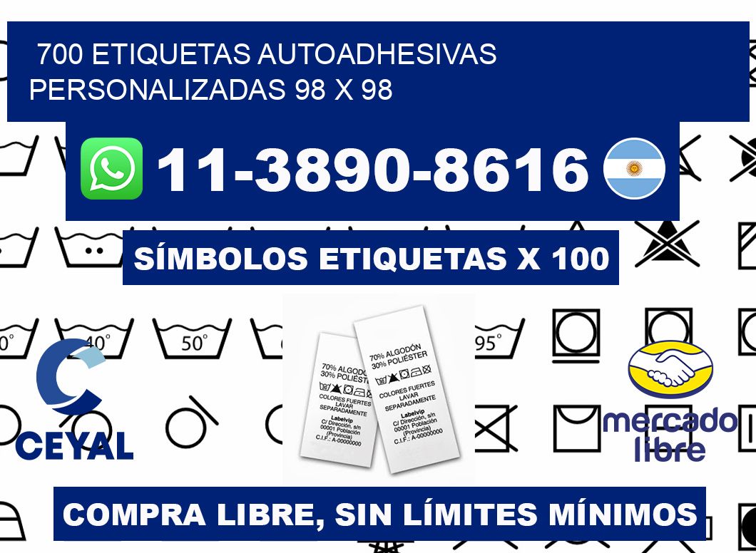 700 Etiquetas autoadhesivas personalizadas 98 x 98