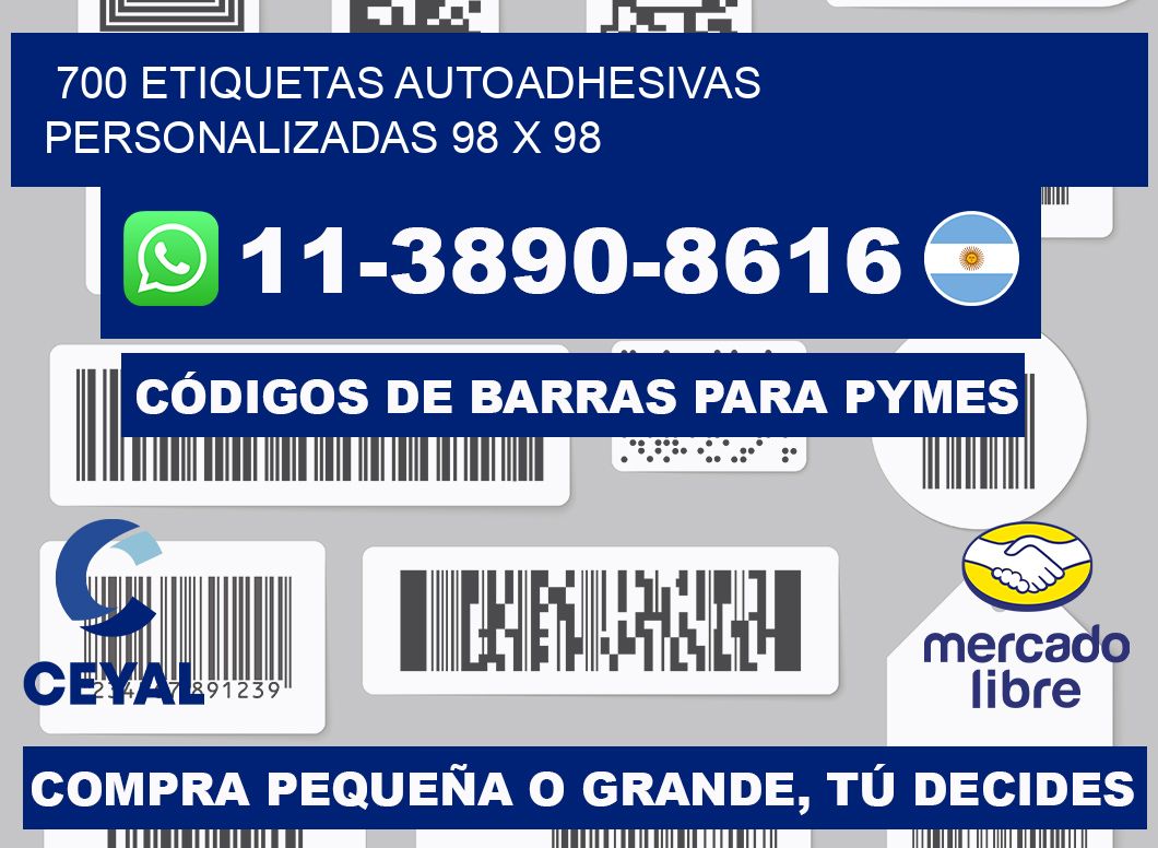 700 Etiquetas autoadhesivas personalizadas 98 x 98